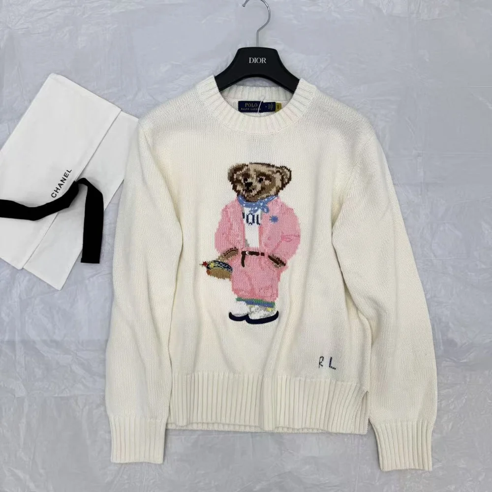 White Polo Ralph Lauren Bear Sweater - Picture 1 of 9